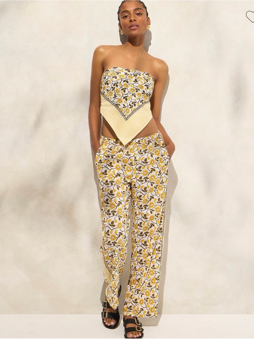 J. Crew Cotton voile bandana top in daffodil daze block print, size M/L